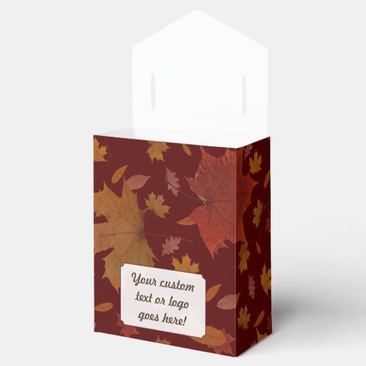 カスタムカラーとテキストの秋の葉 フェイバーボックス (オープン)