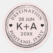 カスタムカラーとテキストの航空郵便スタンプシール ラウンドシール (正面)