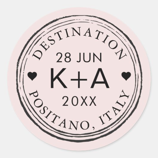 カスタムカラーとテキストの航空郵便スタンプシール ラウンドシール (正面)