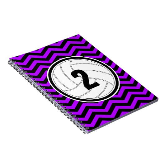 カスタムカラーと文字バレーボールChevron Notebook ノートブック (右側)