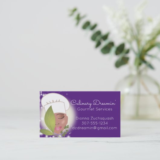 カスタムカラーアフリカ系アメリカ人女性シェフケータリング 名刺