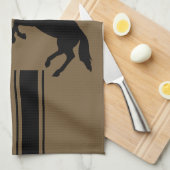 カスタムカラーキッチンタオル – 黒ペア馬 キッチンタオル (四つ折り)
