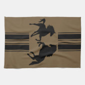 カスタムカラーキッチンタオル – 黒ペア馬 キッチンタオル (横)