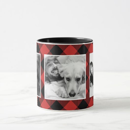 カスタムカラーキープサケ写真水牛の格子柄 マグカップ (中央)