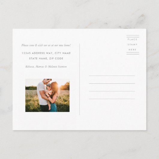 カスタムカラーコロニアルレッドフロントドア移動 案内ポストカード (裏面)