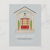 カスタムカラーコロニアルレッドフロントドア移動 案内ポストカード (正面)