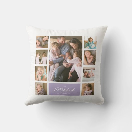 カスタムカラースクリエレガントプトファミリーフォトコラージュ クッション (裏面)