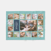 カスタムカラースクリエレガントプトファミリーフォトコラージュ フリースブランケット (正面(横))