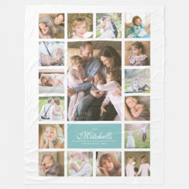 カスタムカラースクリエレガントプトファミリーフォトコラージュ フリースブランケット