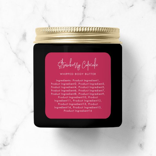 カスタムカラースクリプト ミニマリスト成分ラベル スクエアシール