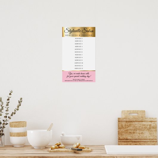 カスタムカラースタイリストサロンサービス価格表示 ポスター (キッチン)