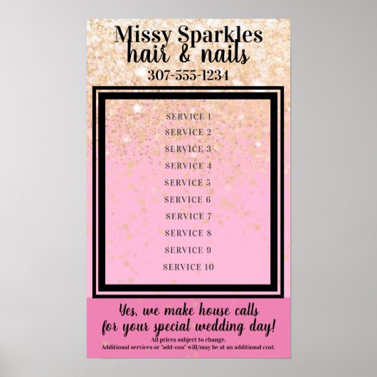 カスタムカラースタイリストサロンサービス価格表示 ポスター (正面)