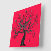 カスタムカラーズウォールクロックと樹齢 – 赤 スクエア壁時計 (傾斜)