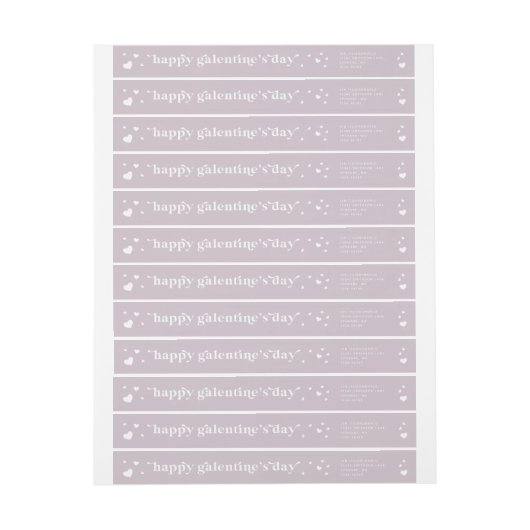 カスタムカラーハッピーガレンティーンズデイ差出人住所 ラップアラウンドラベル (シート)