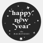 カスタムカラーハッピーニューイヤー+スター ラウンドシール (正面)