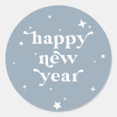 カスタムカラーハッピーニューイヤー+スター ラウンドシール (正面)