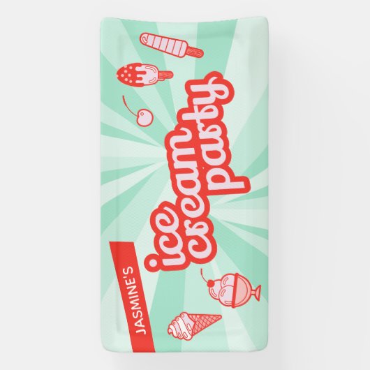 カスタムカラーパーソナライズされたアイスクリームパーティー背景 横断幕 (縦)