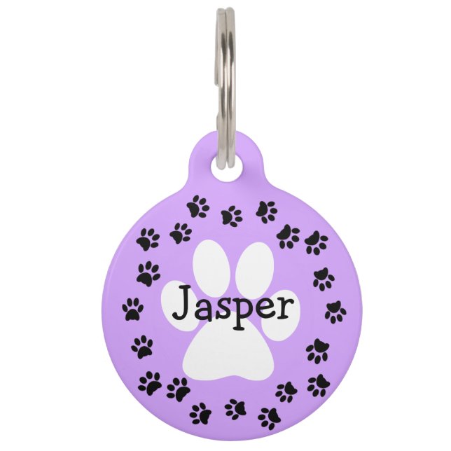 カスタムカラーパーソナライズされたドッグ名ポープリント ペット　ネームタグ (正面)