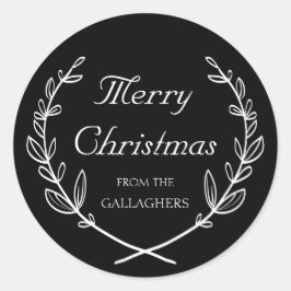 カスタムカラーパーソナライズされたローレルホリデーステッカー ラウンドシール
