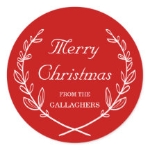 カスタムカラーパーソナライズされたローレルホリデーステッカー