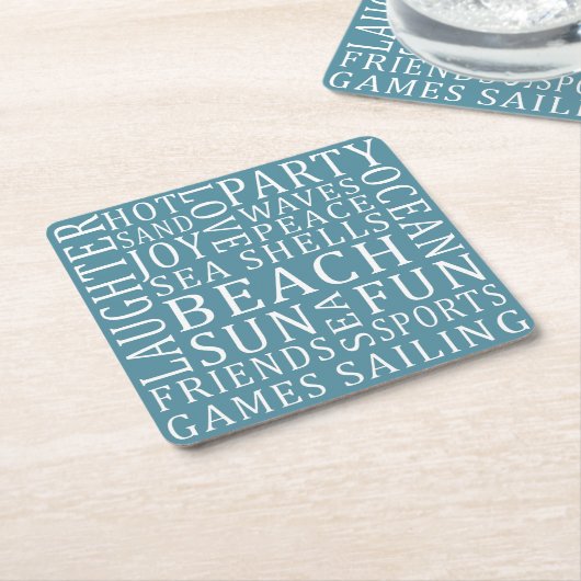 カスタムカラービーチハウスコースター スクエアペーパーコースター (アングル)