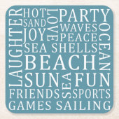 カスタムカラービーチハウスコースター スクエアペーパーコースター (正面)