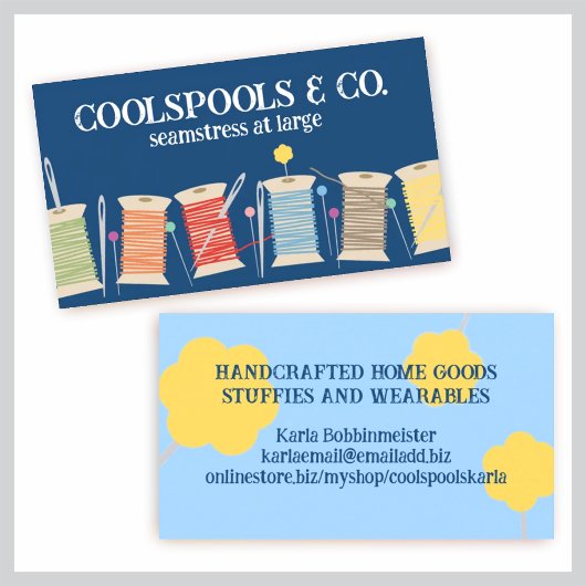 カスタムカラーピン針スレッド裁縫ビズカード 名刺