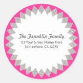 カスタムカラーフェイクグリッター住所 シールシール ラウンドシール (正面)