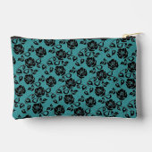 カスタムカラーフェイクブラックレースフィッシュネットターコイズ アクセサリーポーチ (裏面)