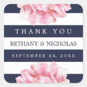 カスタムカラーフローラシック結婚式の引き出物シール スクエアシール (正面)