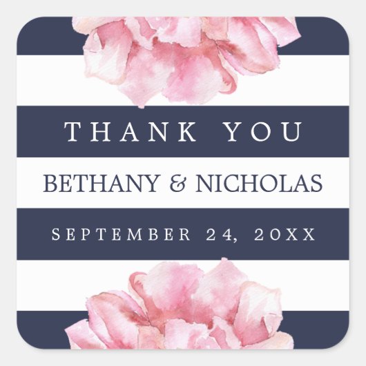 カスタムカラーフローラシック結婚式の引き出物シール スクエアシール (正面)