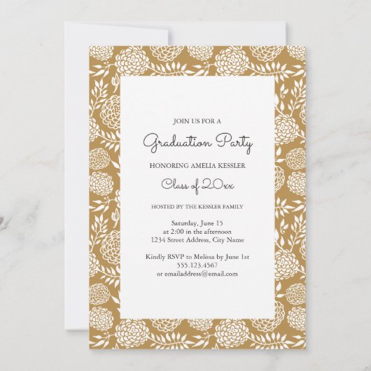 カスタムカラーフローラ卒業パーティー招待状 招待状 (裏面)