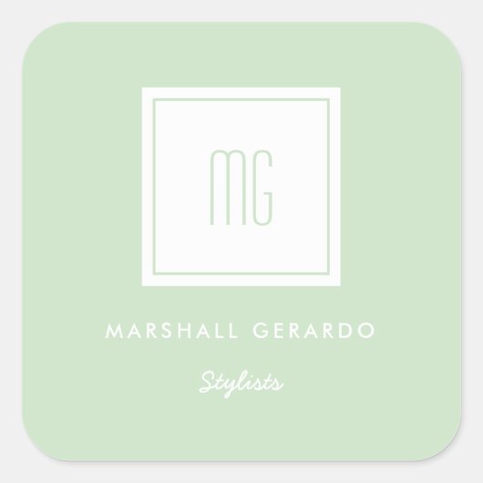 カスタムカラーホワイトモノグラムビジネスロゴシール スクエアシール (正面)