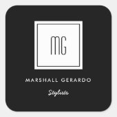 カスタムカラーホワイトモノグラムビジネスロゴシール スクエアシール (正面)