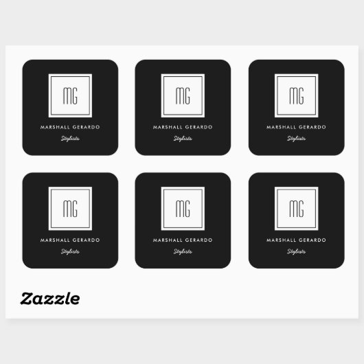 カスタムカラーホワイトモノグラムビジネスロゴシール スクエアシール (シート)