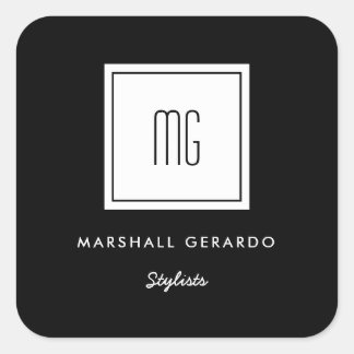 カスタムカラーホワイトモノグラムビジネスロゴシール スクエアシール