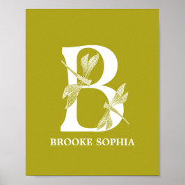 カスタムカラーモノグラム文字Bトンフライ子供部屋 ポスター