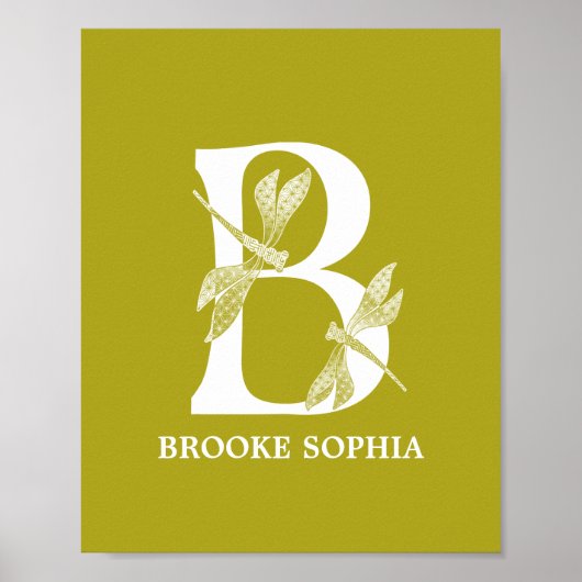 カスタムカラーモノグラム文字Bトンフライ子供部屋 ポスター (正面)