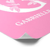 カスタムカラーモノグラム文字Gドラゴンフライガールーム ポスター (角)