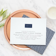 カスタムカラーモノグラモダンム結婚式招待状