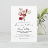 カスタムカラーロマンチック赤/ピンクポピー結婚ズ 招待状 (スタンド正面)
