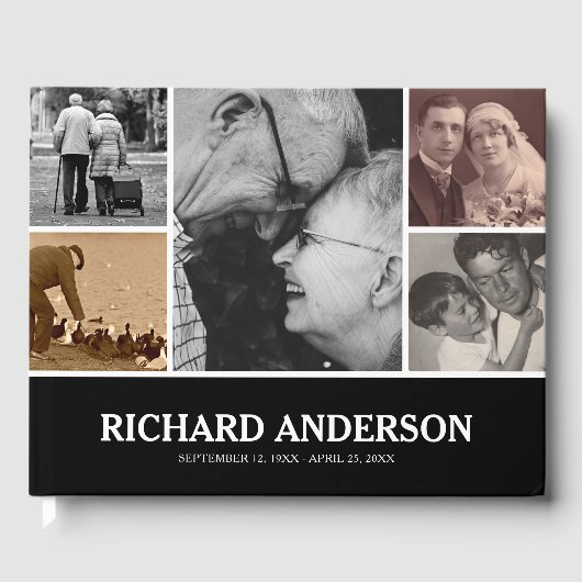 カスタムカラー写真コラージュ |お葬式のゲストブック ゲストブック (正面)