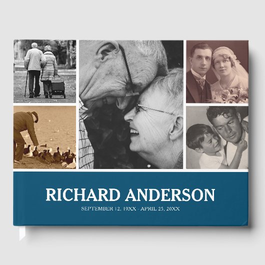 カスタムカラー写真コラージュ |お葬式のゲストブック ゲストブック (正面)