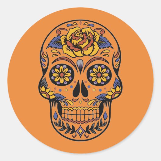 カスタムカラー砂糖スカルの日のデッドシール ラウンドシール (正面)