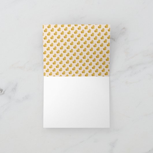 カスタムカラー金ゴールドハートミニマリストサンキューカード サンキューカード (内部)