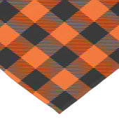 カスタムカラー黒オレンジ色の水牛の格子柄 ショートテーブルランナー (コーナー)