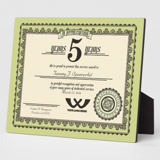 カスタムカラー5年雇用サービス賞 フォトプラーク (側面)