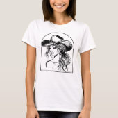 カスタムカラー コケットカウガール ライン描画 Tシャツ (正面)