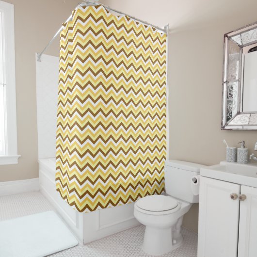 カスタムカラー・ジグザグ柄 シャワーカーテン (インサイチュ)
