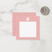 カスタムカラー ピンク 水玉模様イニシャル ノートカード (正面/裏面インサイチュ)
